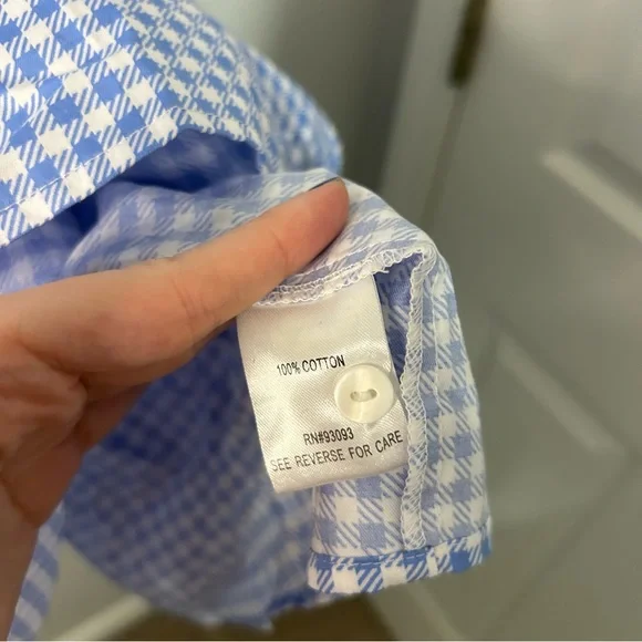 Tyler Boe Hannah Blue & White Gingham Tiered Mini Dress - Picture 6 of 7